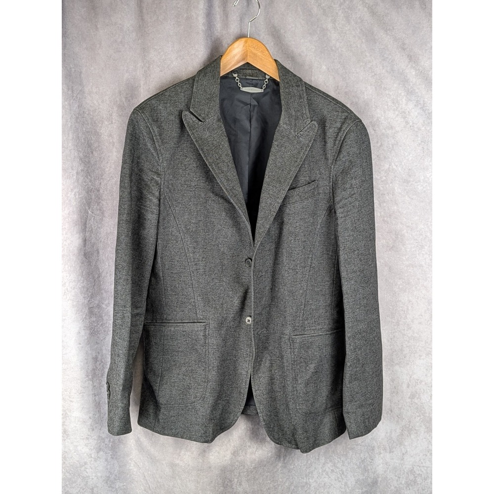 Armani Exchange Mens 38 Short Charcoal Grey Two Button Knit Blazer Jacket
